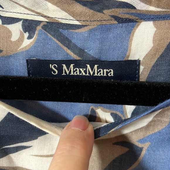 S MaxMara Blue Eleonor Ramie Floral blouse Size 12 - Picture 6 of 8